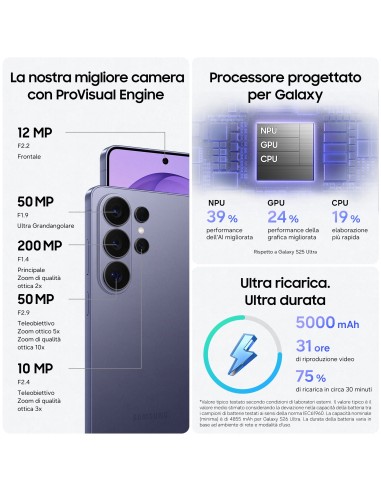 Samsung Galaxy S26 Ultra Smartphone AI, 256GB, Privacy Display integrato, Processore potente, Assistente Foto, Camera 200 MP,