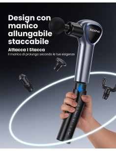 Renpho Reach Mini Massage Gun R-C007 Grey con impugnatura prolungabile 2