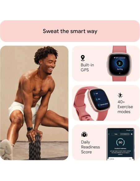Fitbit Versa 4 Smartwatch Fitness con cinturino Pink Sand / Copper Rose