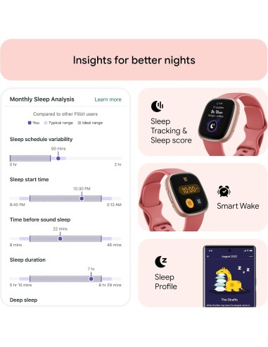 Fitbit Versa 4 Smartwatch Fitness con cinturino Pink Sand / Copper Rose