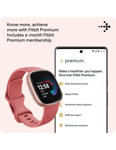 Fitbit Versa 4 Smartwatch Fitness con cinturino Pink Sand / Copper Rose