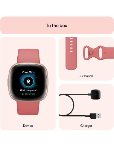 Fitbit Versa 4 Smartwatch Fitness con cinturino Pink Sand / Copper Rose