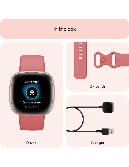 Fitbit Versa 4 Smartwatch Fitness con cinturino Pink Sand / Copper Rose