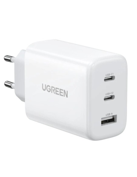 UGREEN Caricabatterie da parete rapido 65W, USB-A e 2x USB-C - White