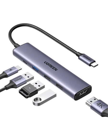 UGREEN Hub USB-C 5 in 1 con HDMI 4K e Power Delivery 100W Grey