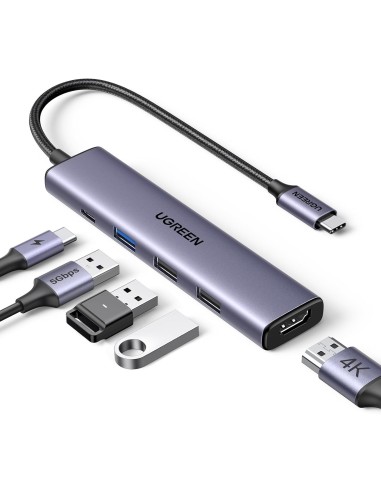 UGREEN Hub USB-C 5 in 1 con HDMI 4K e Power Delivery 100W Grey