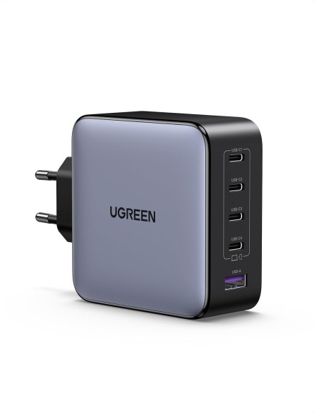 UGREEN Caricabatterie da parete GaN 100W 5 in 1 con 4 porte USB-C e 1 USB-A Nero