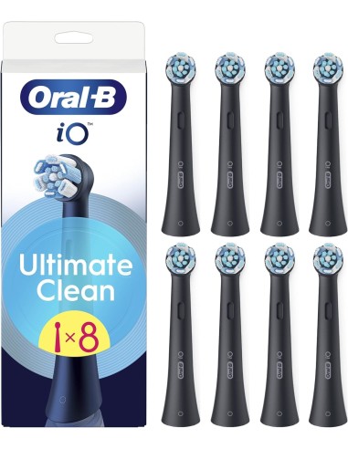 Oral-B iO Ultimate Clean Testine di ricambio Nere - Confezione da 8