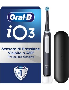 Oral-B iO Series 3 Spazzolino elettrico Nero con testina di ricambio, custodia da viaggio e dentifricio