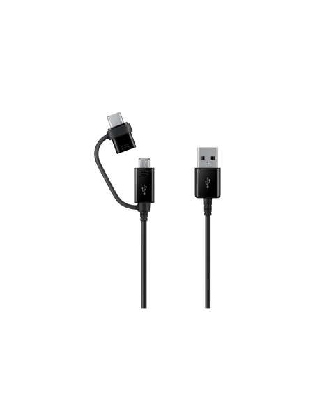 Samsung Caricabatterie da auto 15W EP-L1100WB con 2 porte USB e cavo dati 2-in-1 Black