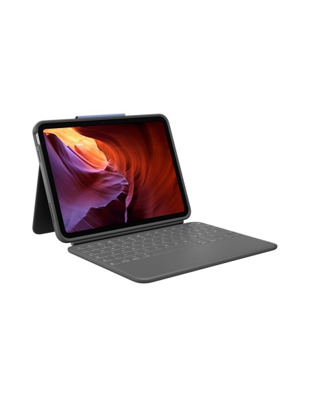 Logitech Rugged Folio Custodia con tastiera QWERTZ Oxford Grey per Apple iPad 11 pollici (A16) e iPad 10,9 pollici (10ª gen.)