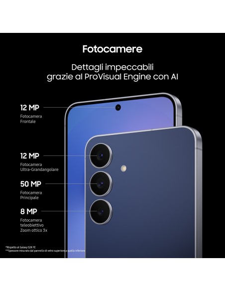 Samsung Galaxy S25 FE, Smartphone AI, Display Dynamic AMOLED 2X 6.7'', Fotocamera 50MP, 8GB RAM, 256GB, Batteria 4.900 mAh,