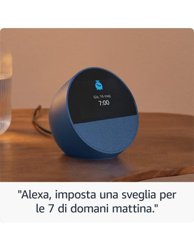 Amazon Nuovo Echo Spot (modello 2024) | Sveglia intelligente con suono di qualità e Alexa | Nero