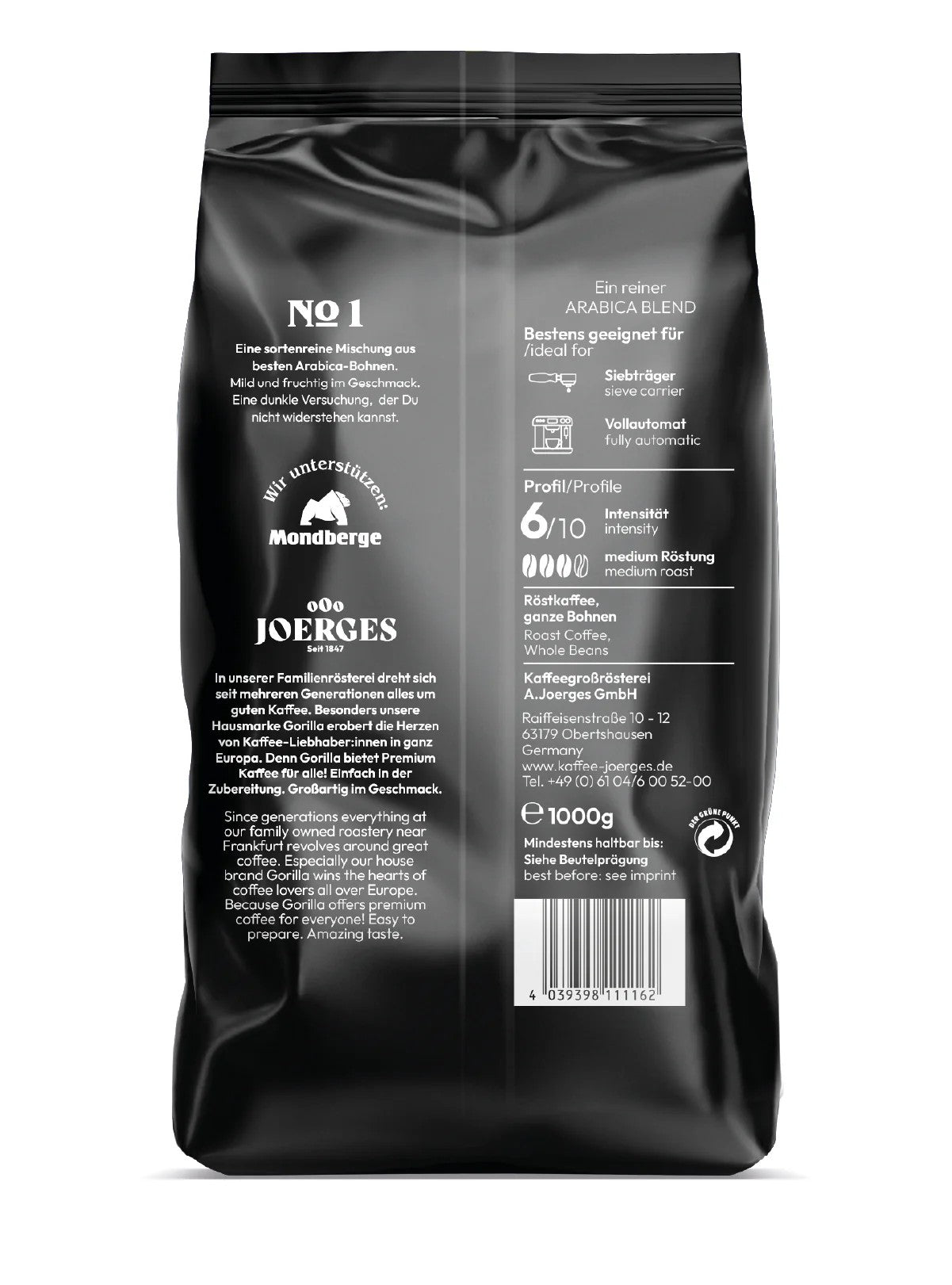 Gorilla Espresso Crema No.1 Arabica 1 kg Caffe in Grani - 2