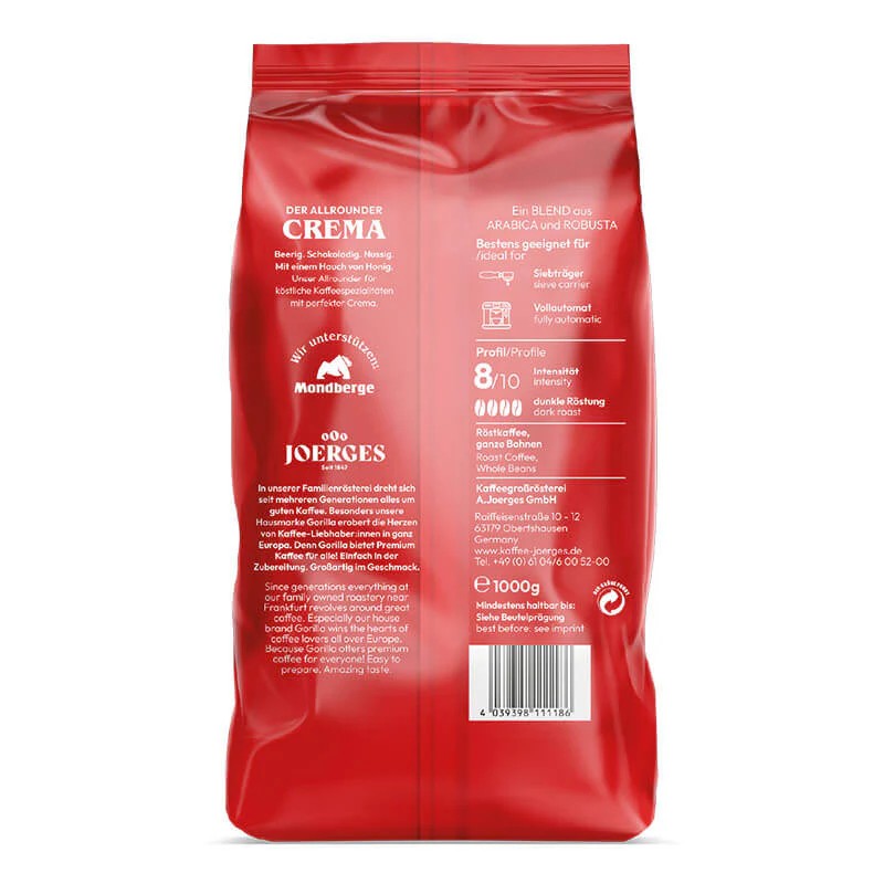 Gorilla Super Bar Crema Caffè in Grani 1 kg JOERGES - 3