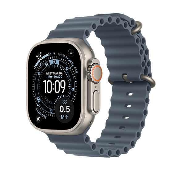 Watch Apple Watch Ultra 3 (2025) 5G 49mm Natural Titanium Case with Ocean Band - Anchor Blue