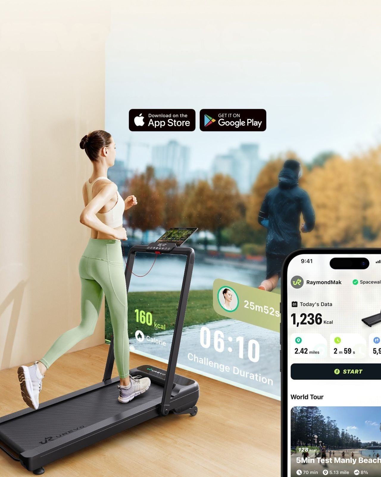 Urevo Treadmill STROL 2S PRO tapis roulant 1080 x 420 mm 12 km h
