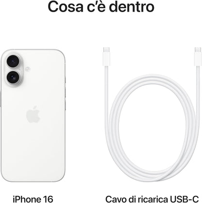 Apple iPhone 16 128 GB: Telefono 5G con Controllo fotocamera, chip A18 - Bianco