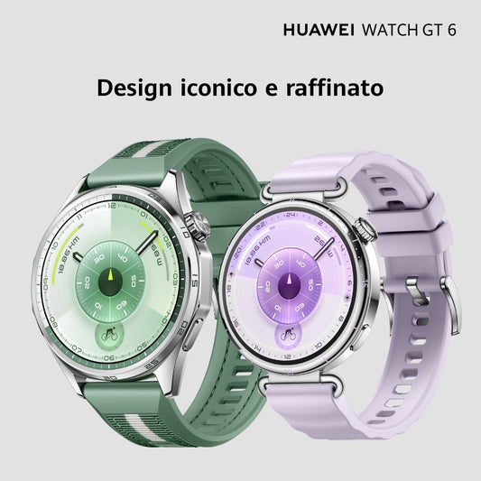 Huawei WATCH GT6, Cassa 46mm in acciaio inossidabile e cinturino verde. Compatibile con iOS e Android. Fino a 21 giorni di
