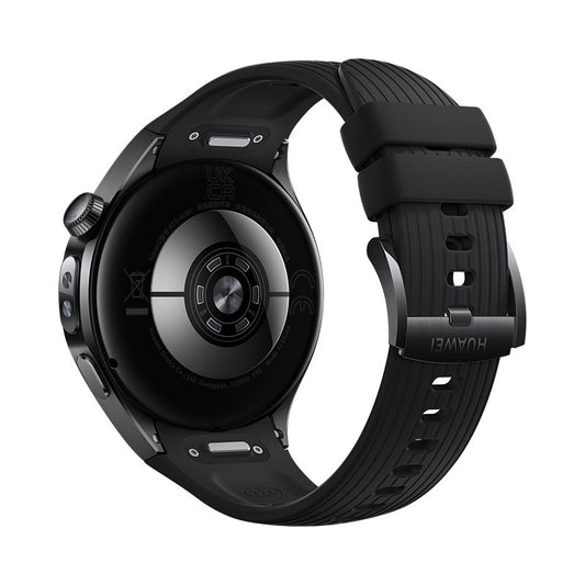 Huawei WATCH 5 (46 mm), cassa in acciaio inox 316L e cinturino nero. Compatibile con iOS e Android e chiamate E-sim