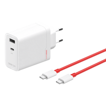 OnePlus 120W Dual Ports SuperVooc  Adapter + Cable (Type-C + Type-A) - White