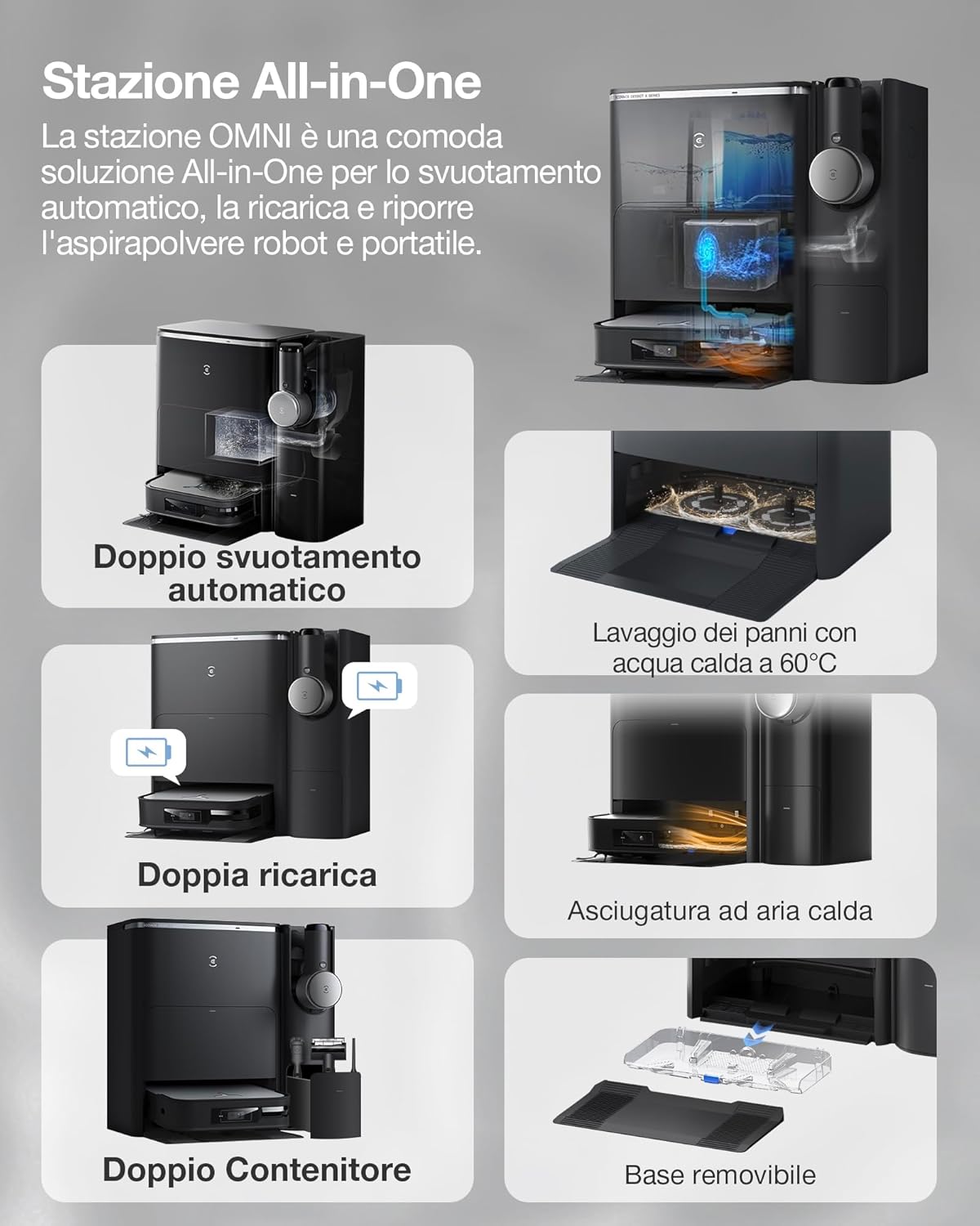 Ecovacs Deebot X2 Combo 0,42 L Nero