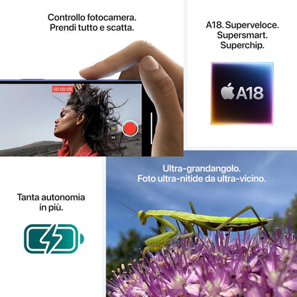 Apple iPhone 16 128 GB: Telefono 5G con Controllo fotocamera, chip A18 - Azzurro