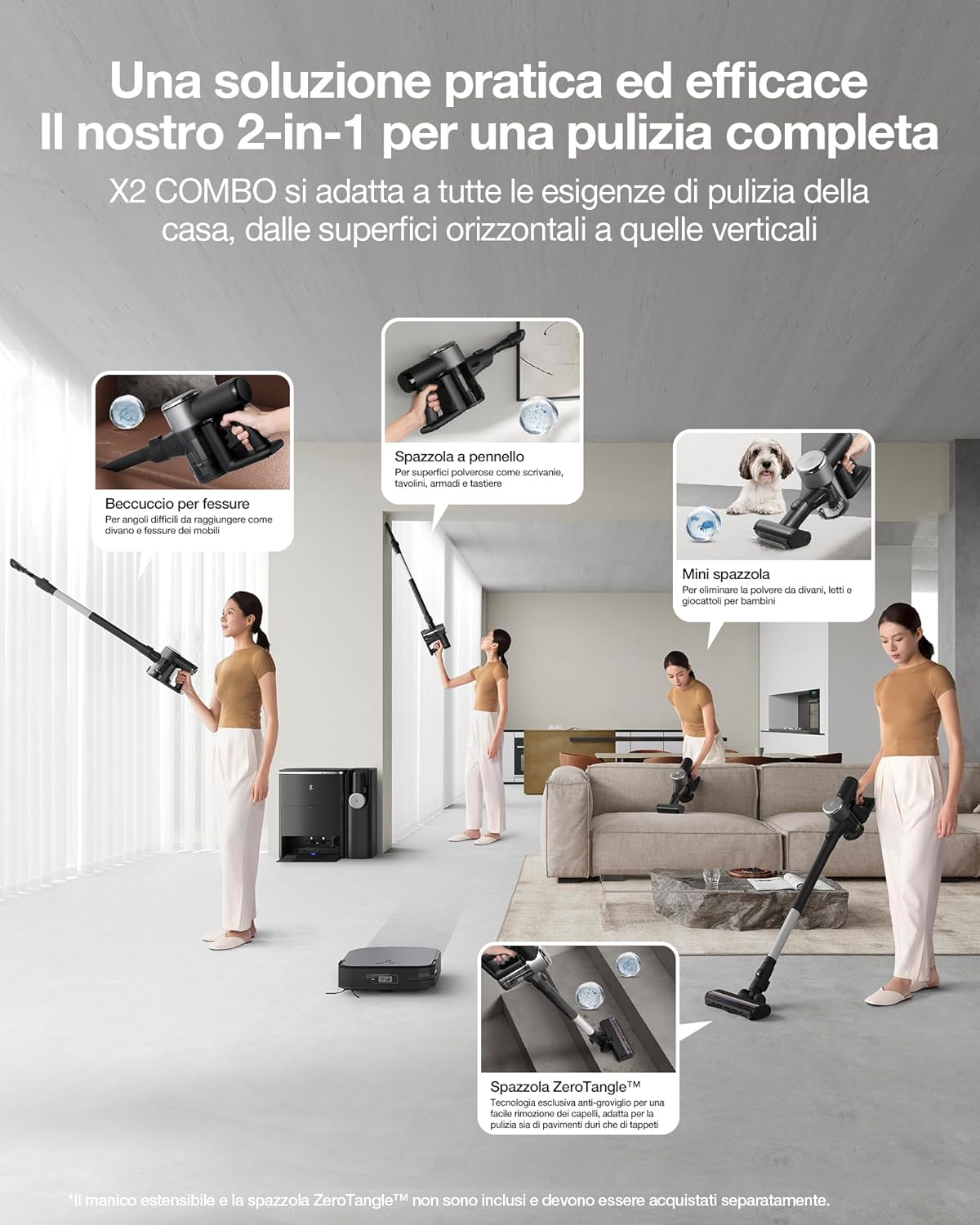 Ecovacs Deebot X2 Combo 0,42 L Nero