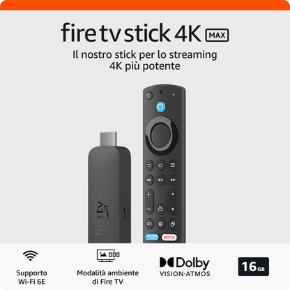 Amazon Fire TV Stick 4K di | Dispositivo per lo streaming con supporto per Wi-Fi 6E e modalità ambiente