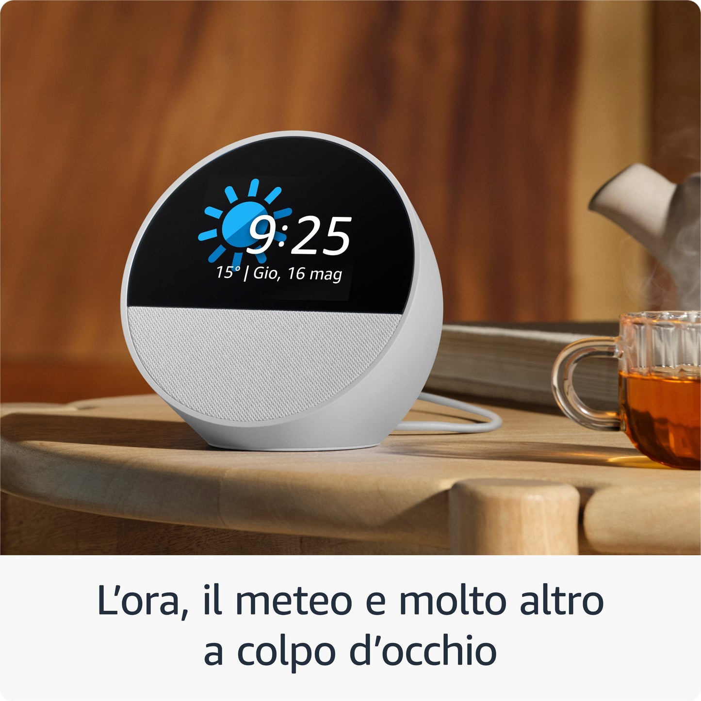 Amazon Nuovo Echo Spot (modello 2024) | Sveglia intelligente con suono di qualità e Alexa | Nero