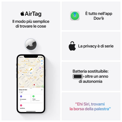Apple AirTag Articolo Cercatore Argento, Bianco