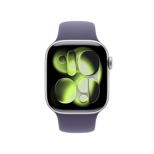 Apple Watch Series 11 GPS 42mm Cassa Alluminio Argento con Sport Band Viola Nebbia - S/M