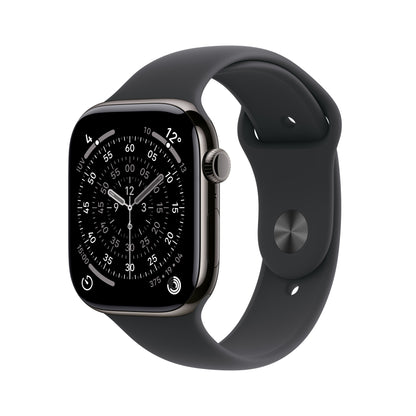 Apple Watch Series 11 GPS + Cellular 42mm Cassa Titanio Ardesia con Sport Band Nero - S/M