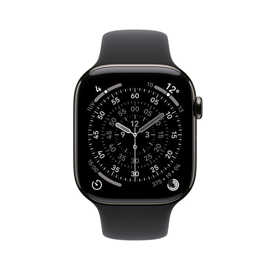 Apple Watch Series 11 GPS + Cellular 42mm Cassa Titanio Ardesia con Sport Band Nero - S/M
