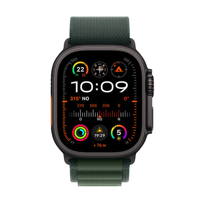 Apple Watch Ultra 2 GPS + Cellular 49mm Cassa Titanio Nero con Dark Green Alpine Loop - Medium
