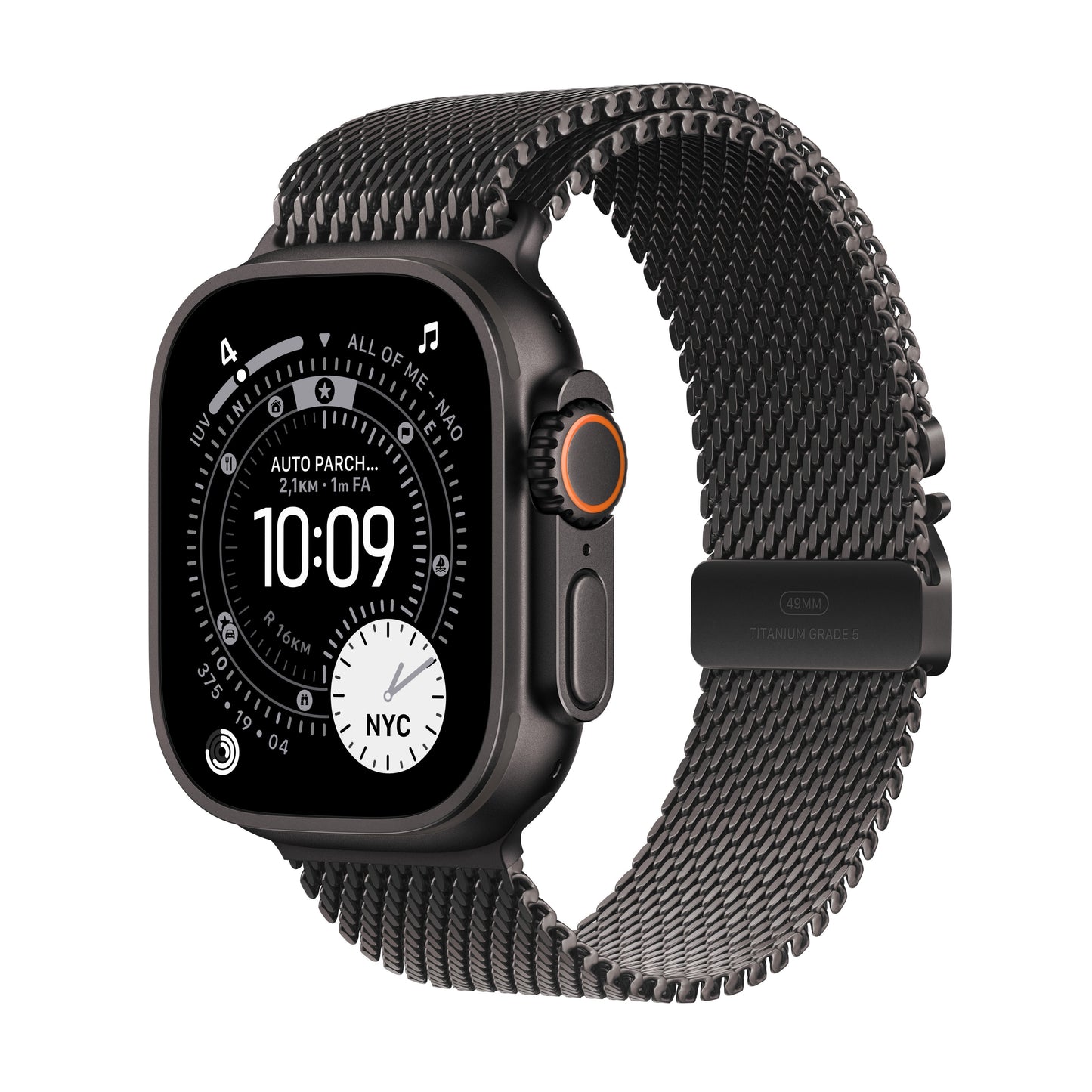 Apple Watch Ultra 3 GPS + Cellular 49mm Cassa Titanio Nero con Loop in maglia Milanese Titanio Nero - Medium