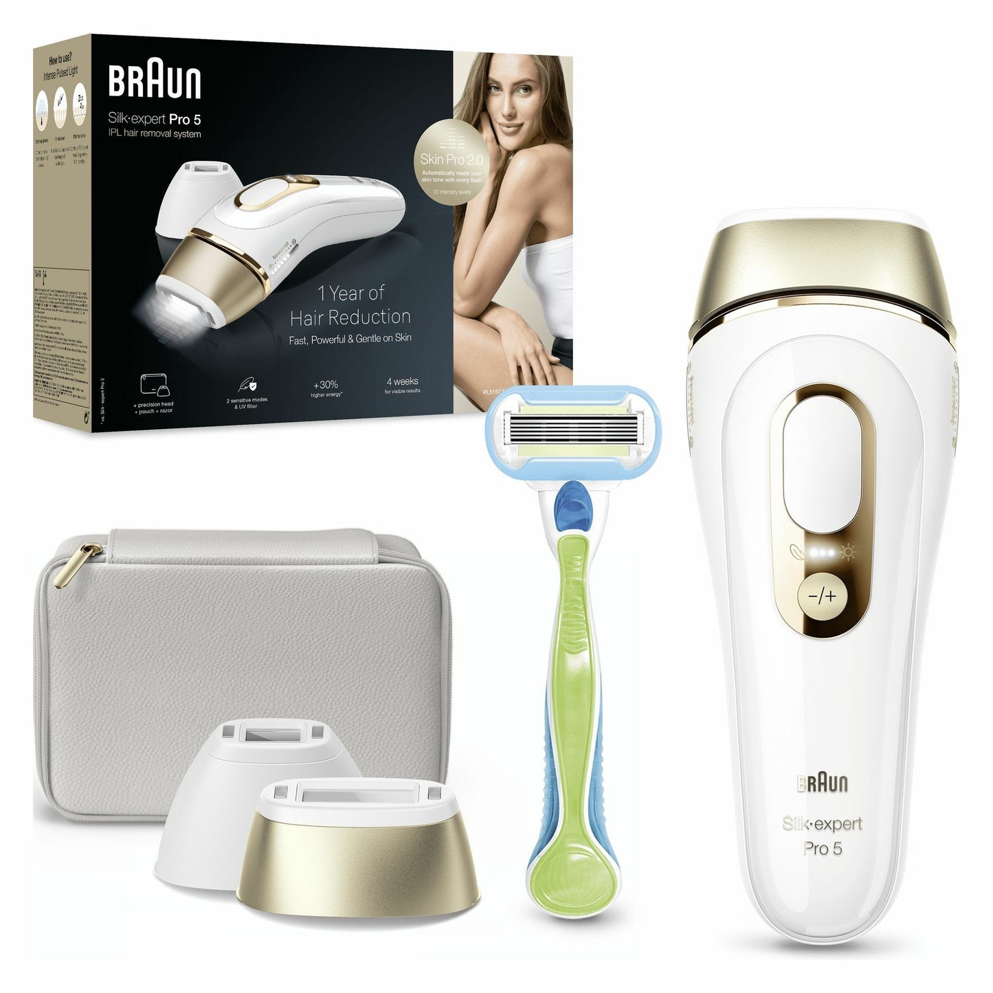 Braun Epilatore Luce Pulsata Silk·expert Pro 5, Epilazione A Casa Tua, Con Custodia, Rasoio Donna Venus, 2 Testine, PL5152