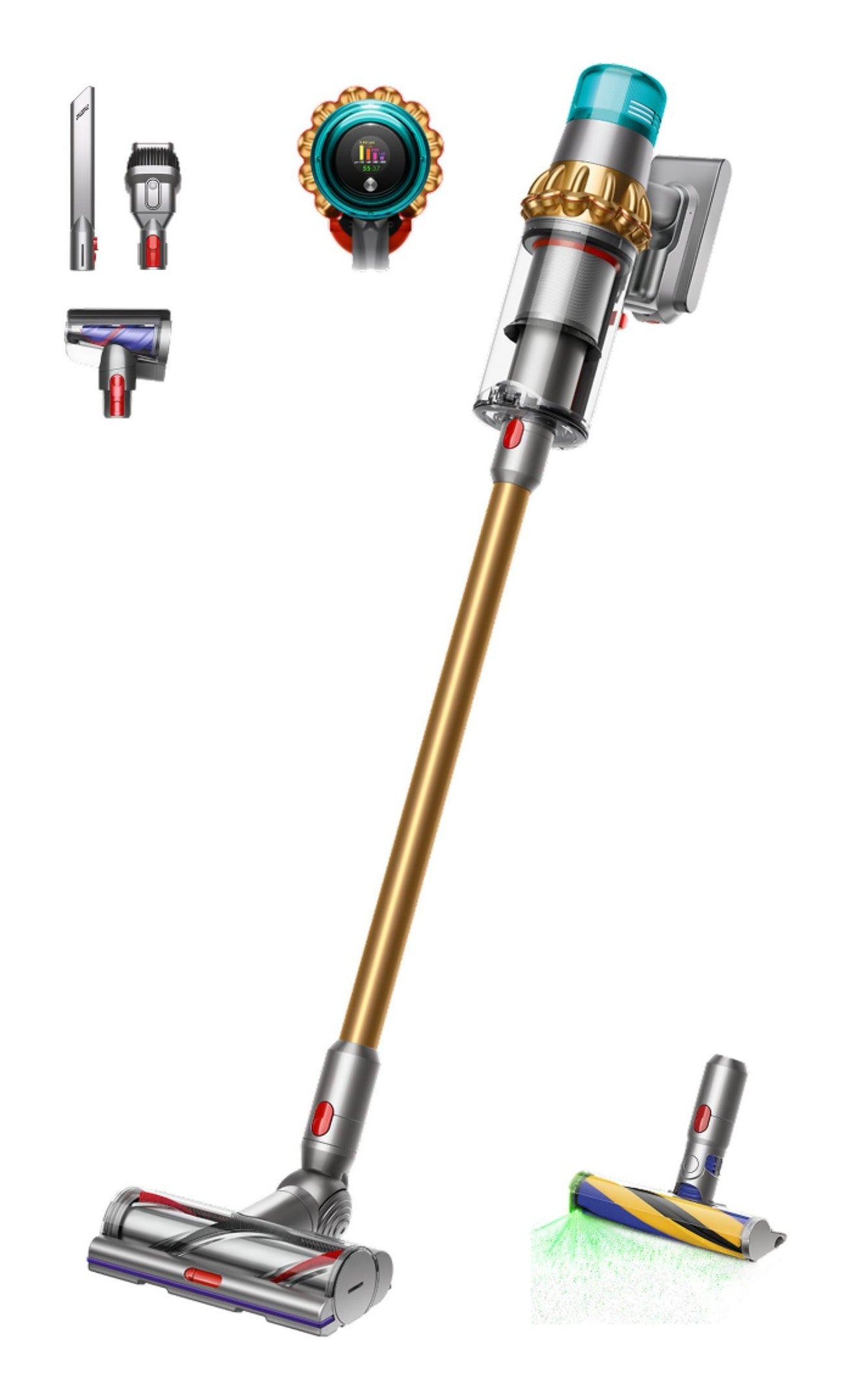 Dyson V15 Detect Absolute Aspirapolvere a bastone 2 in 1 Batteria Secco HEPA Senza sacchetto Oro