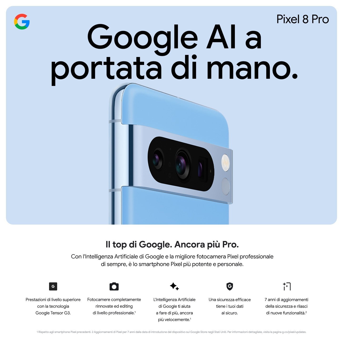 Google Pixel 8 Pro - Smartphone Android sbloccato con teleobiettivo, batteria con 24 ore di autonomia e display Super Actua -