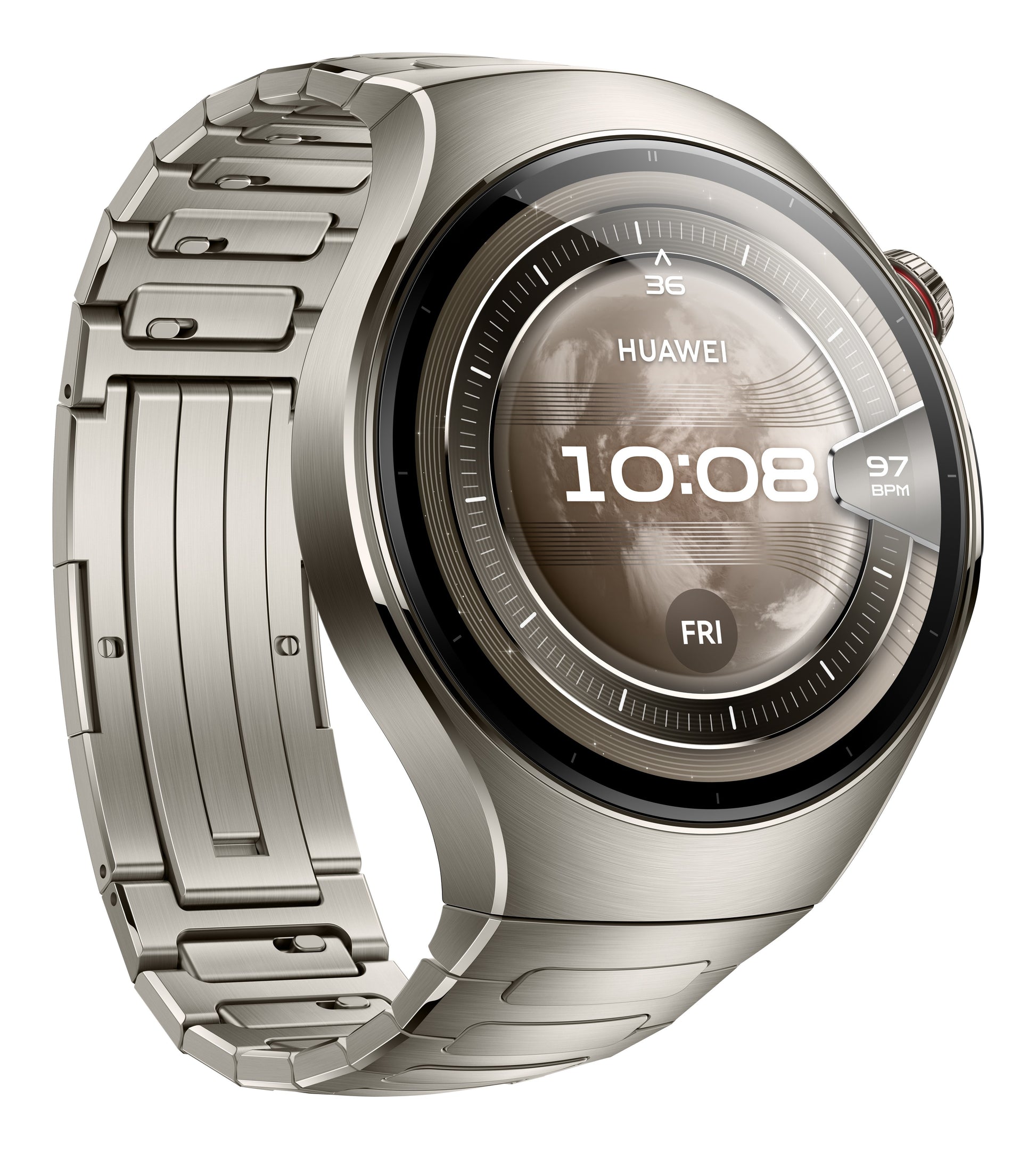 Huawei WATCH 5 (46 mm), cassa in titanio aerospaziale e cinturino in titanio. Compatibile con iOS e Android e chiamate E-sim