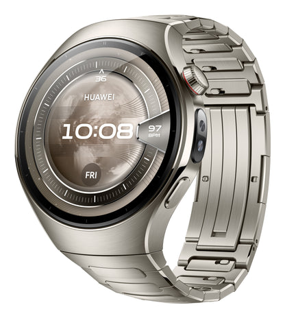 Huawei WATCH 5 (46 mm), cassa in titanio aerospaziale e cinturino in titanio. Compatibile con iOS e Android e chiamate E-sim