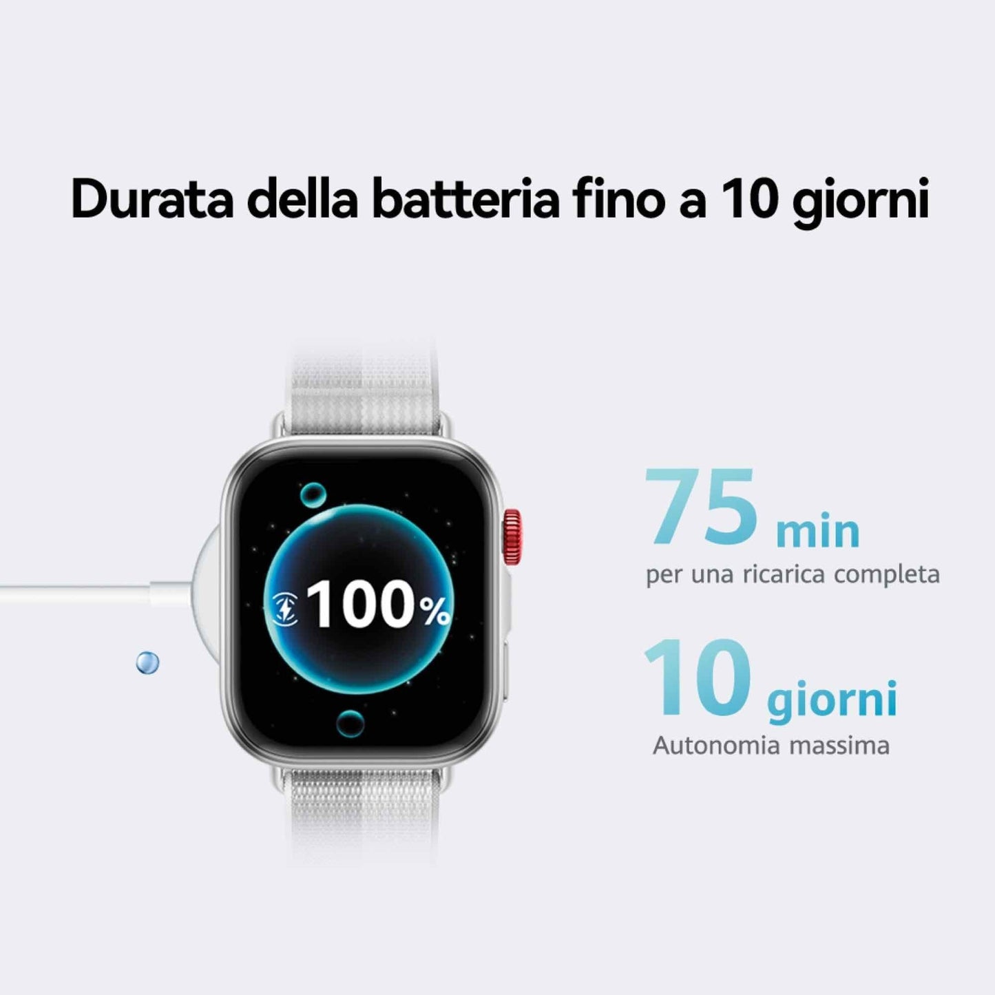 Huawei WATCH FIT 4, cassa in alluminio e cinturino bianco. Fino a 10 giorni di autonomia e compatibile con iOS e Android.
