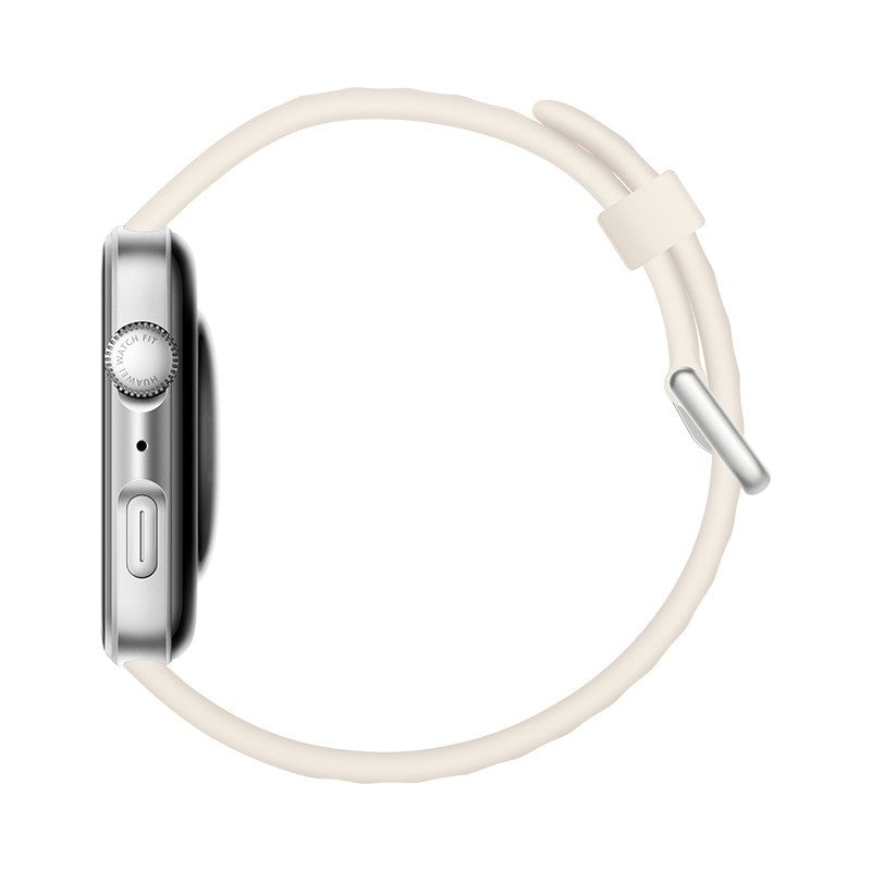 Huawei WATCH FIT 4, cassa in alluminio e cinturino bianco. Fino a 10 giorni di autonomia e compatibile con iOS e Android.