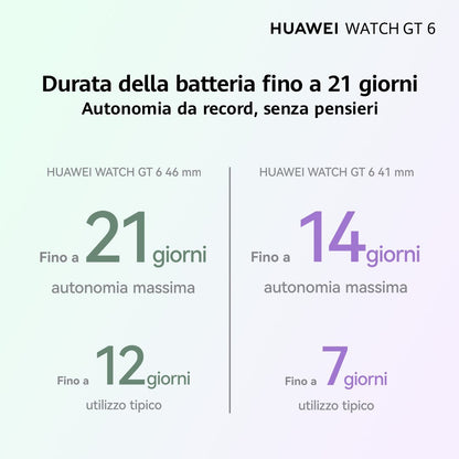 Huawei WATCH GT6, Cassa 41mm in acciaio inossidabile e cinturino viola. Compatibile con iOS e Android. Fino a 14 giorni di