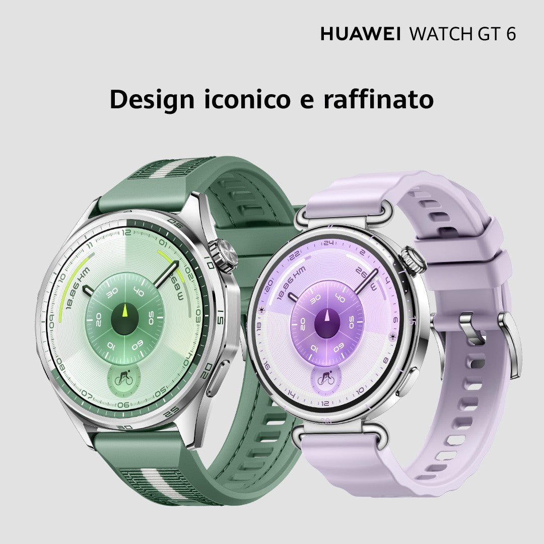 Huawei WATCH GT6, Cassa 46mm in acciaio inossidabile e cinturino verde. Compatibile con iOS e Android. Fino a 21 giorni di