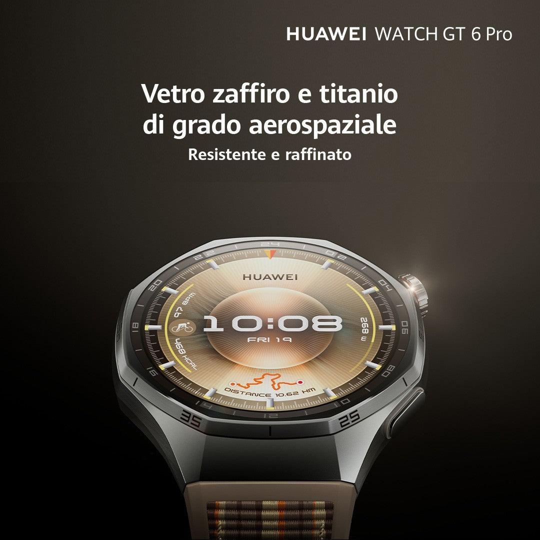 Huawei WATCH GT6 Pro, Cassa 46mm in titanio e cinturino nero. Compatibile con iOS e Android. Fino a 21 giorni di autonomia.