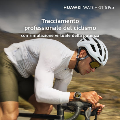 Huawei WATCH GT6 Pro, Cassa 46mm in titanio e cinturino nero. Compatibile con iOS e Android. Fino a 21 giorni di autonomia.