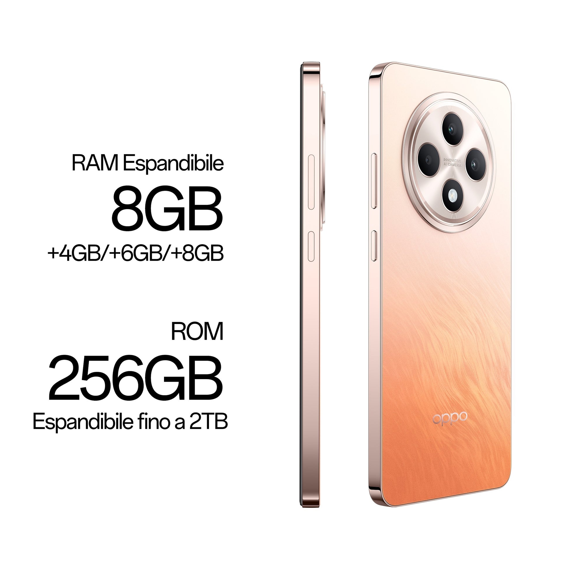 OPPO Reno12 F 4G AI Smartphone, Tripla fotocamera 50+8+2MP, Selfie 32MP, Display 6.67” 120HZ AMOLED FHD+, 5000mAh, RAM 16 GB