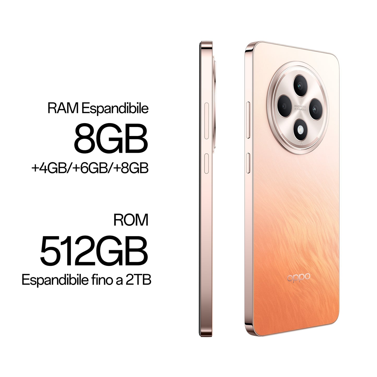 OPPO Reno12 FS 4G AI Smartphone, Tripla fotocamera 50+8+2MP, Selfie 32MP, Display 6.67” 120HZ AMOLED FHD+, 5000mAh, RAM 16 GB