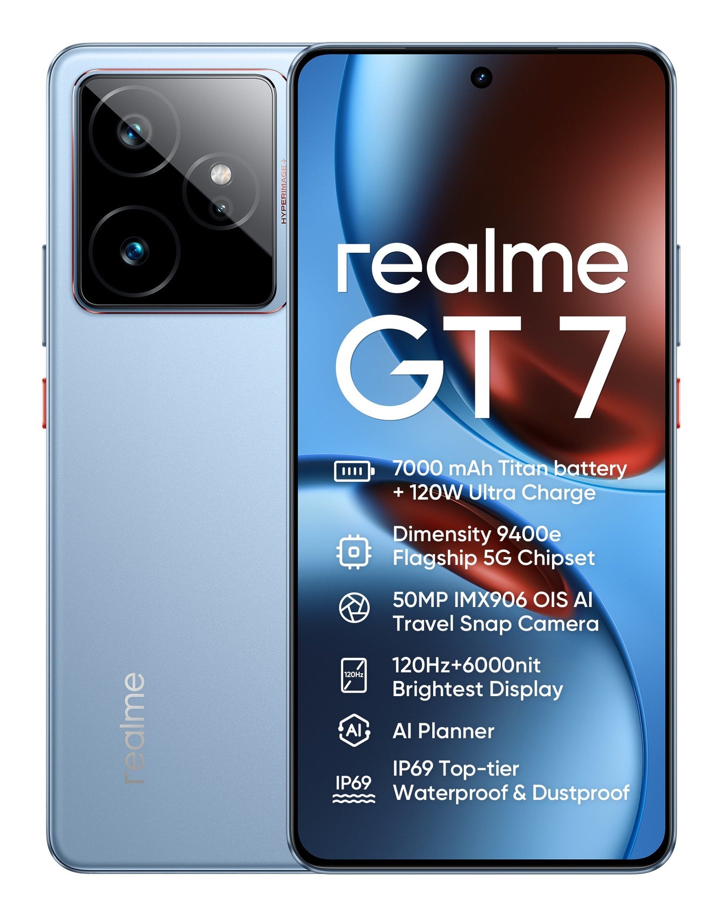 realme GT 7 17,2 cm (6.78") Doppia SIM Android 15 5G USB tipo-C 12 GB 512 GB 7000 mAh Blu